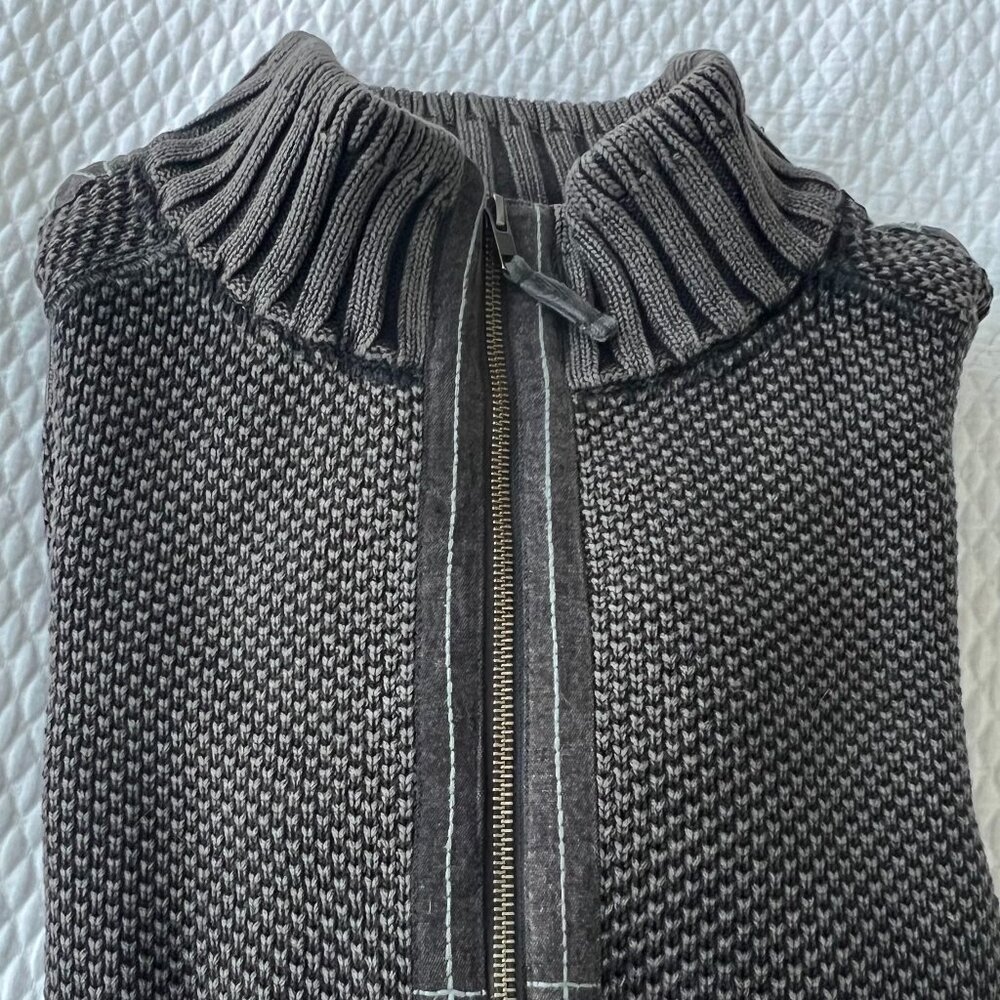 Carbon2Cobalt Mens XL Sweater Chunky Pigment Dye Coal Grey Hi Def Zip Neck